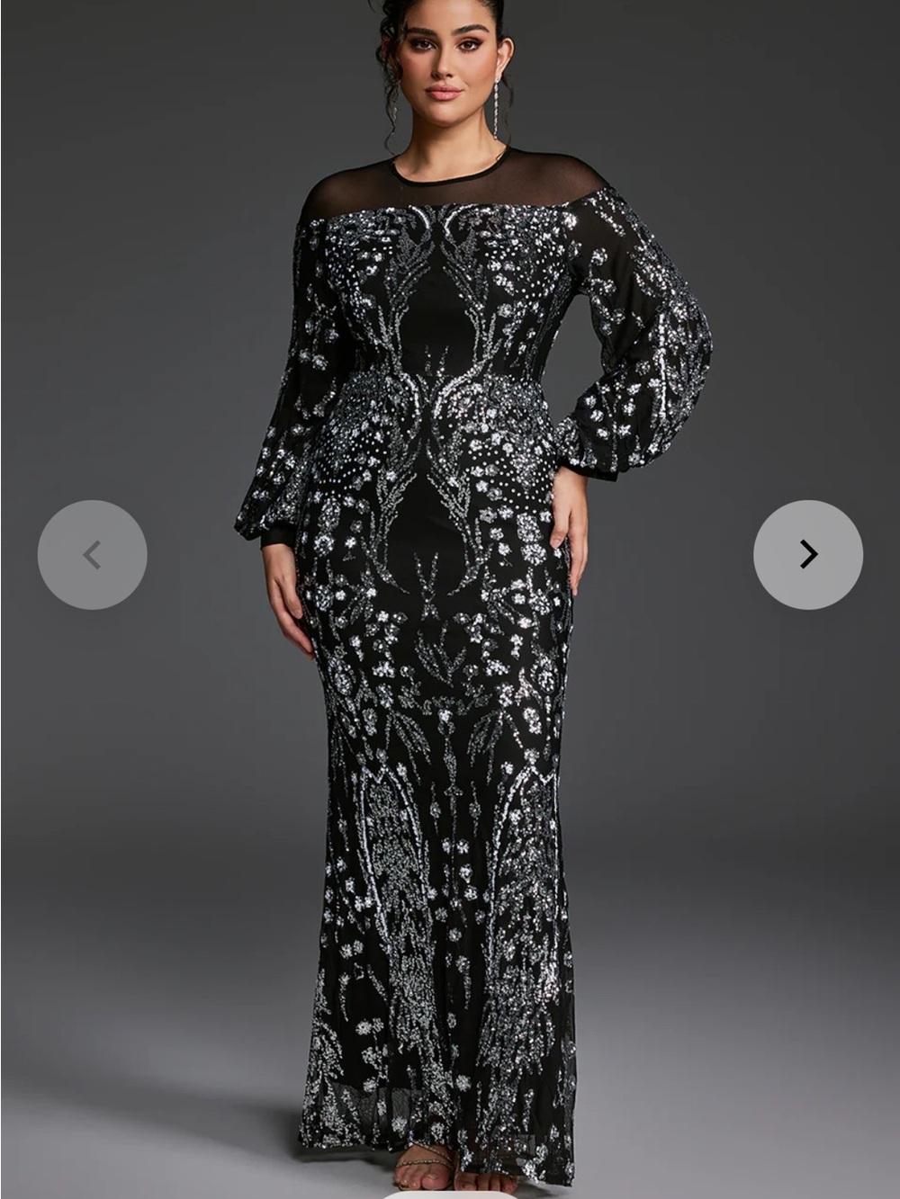Curve Ins Black Sequin Floral Evening Gown XL